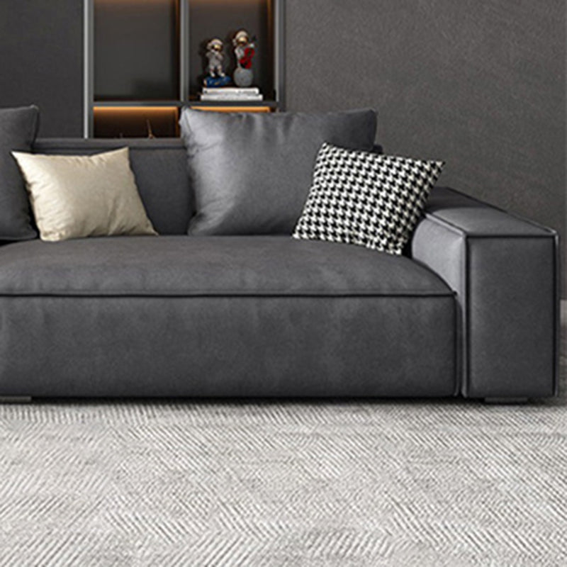 Contemporary Faux Leather 4-seat Living Room Square Arm Cushions Seating