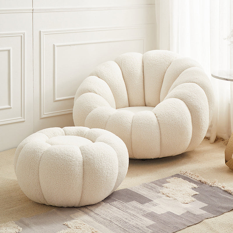 Beige Wool Stationary Sofa 27.55" High Sloped Arm Sofa for Living Room
