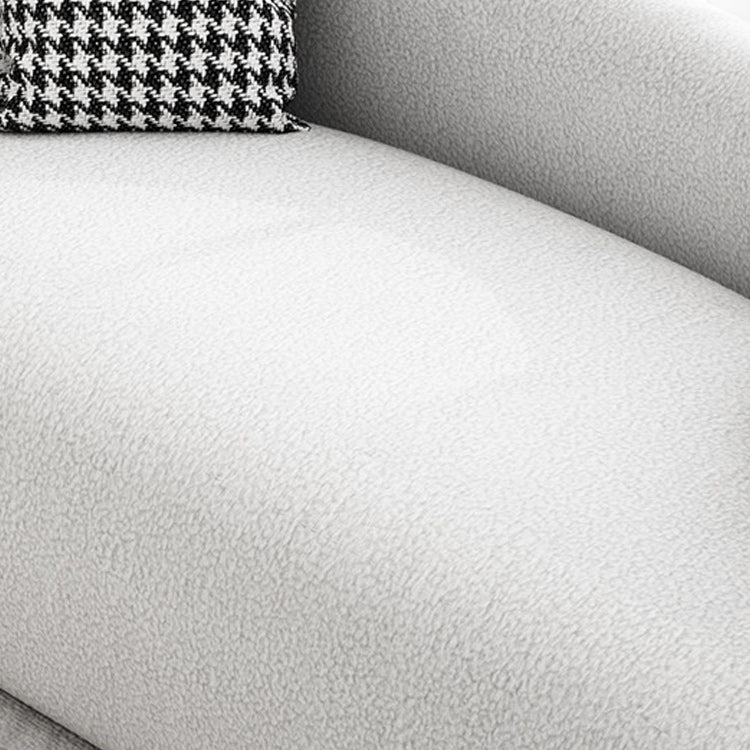 Modern Curved Sofa in White Wool Sloped Arm Sofa with Pillows