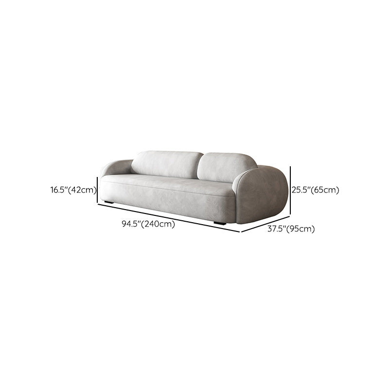 Contemporary Stationary Faux Leather Living Room Seating Tuxedo Arm Cushions Sofa