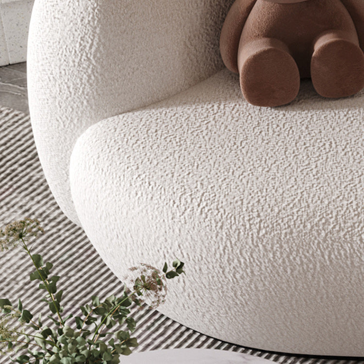 Contemporary White Wool Curved Sofa Sloped Arm Sofa for Living Room