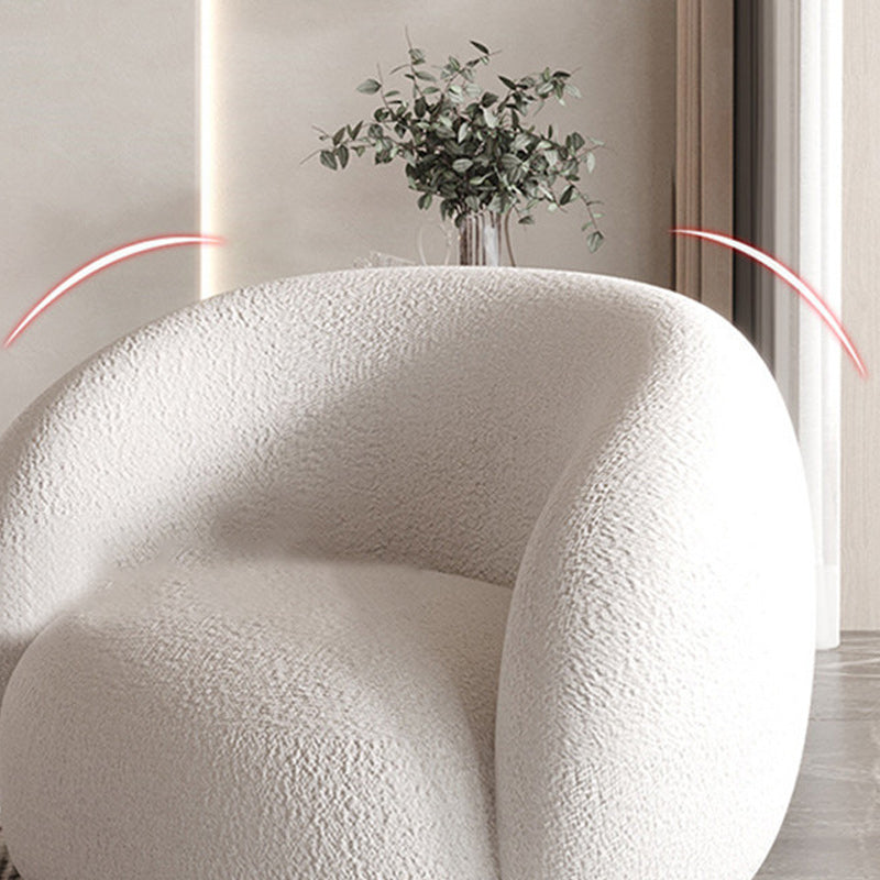 Contemporary White Wool Curved Sofa Sloped Arm Sofa for Living Room