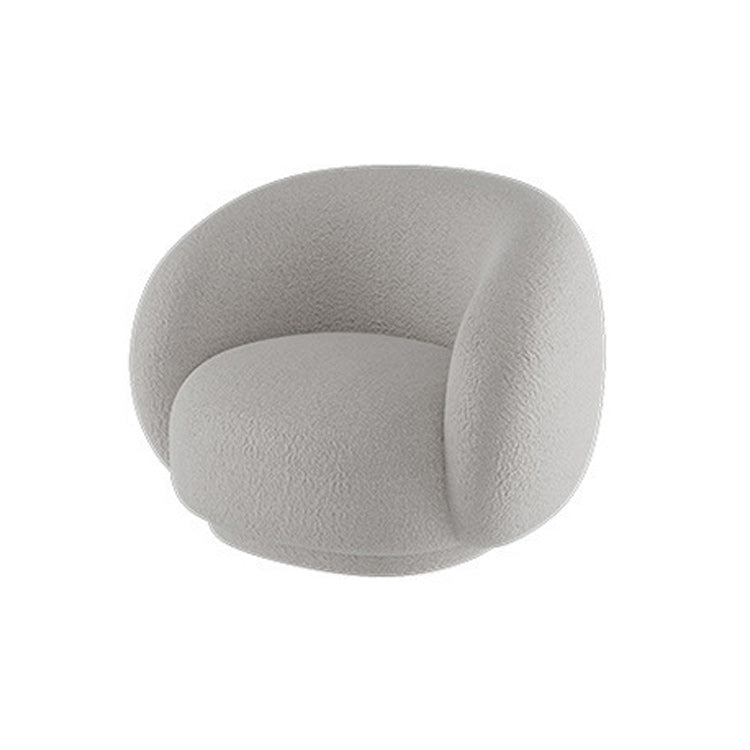Contemporary White Wool Curved Sofa Sloped Arm Sofa for Living Room