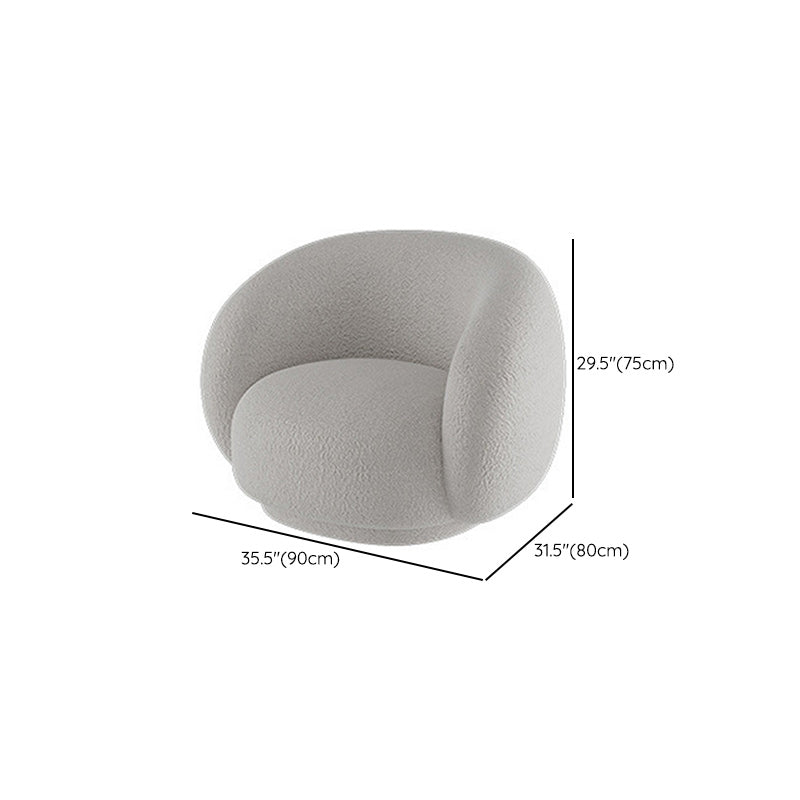 Contemporary White Wool Curved Sofa Sloped Arm Sofa for Living Room