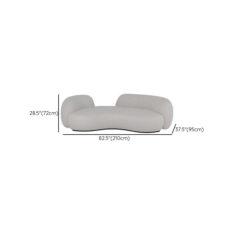 Contemporary White Wool Curved Sofa Sloped Arm Sofa for Living Room