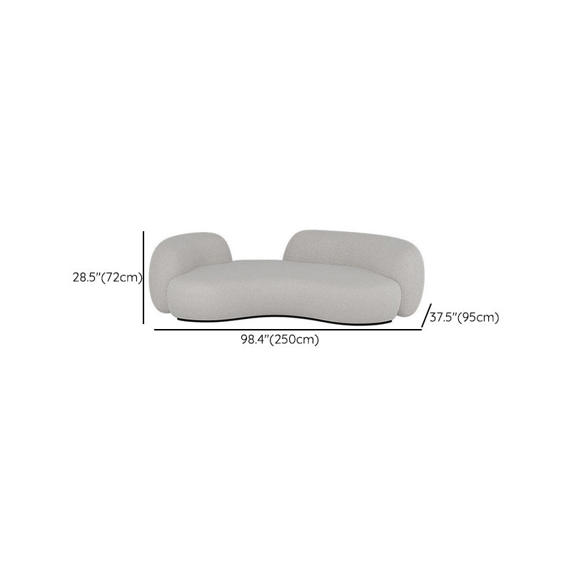 Contemporary White Wool Curved Sofa Sloped Arm Sofa for Living Room