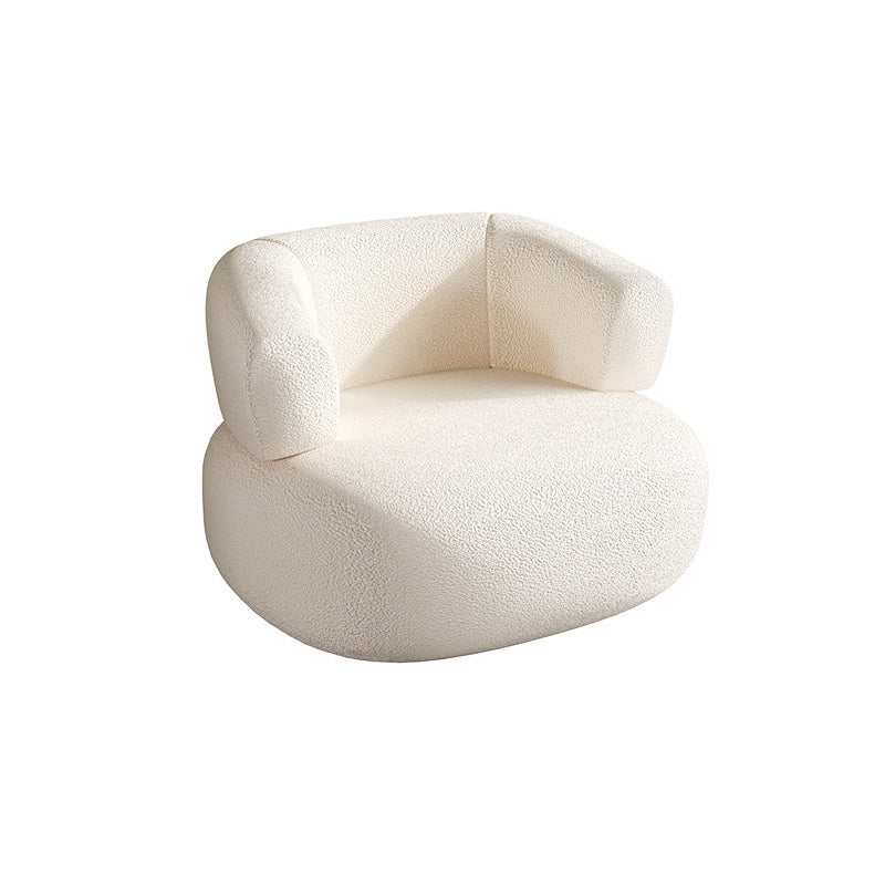 White Contemporary Tight Back Sofa Fabric Sloped Arm Curved Sofa