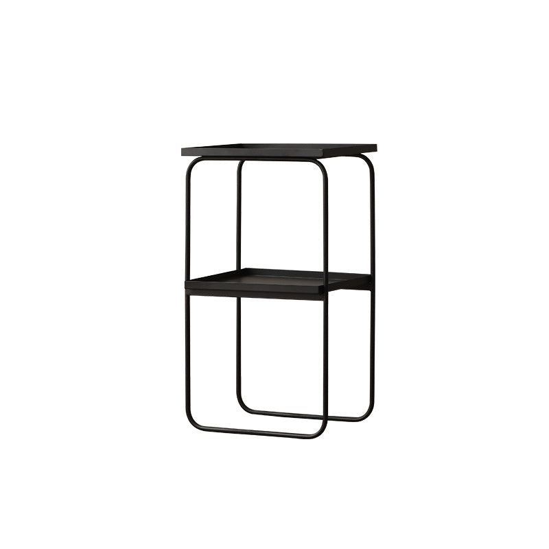 Mid-Century Tray Side Table Iron Sled Base End Table with Shelf