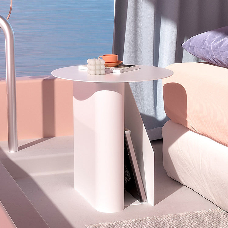 Metal End Table Mid-Century Round Side End Table with Storage