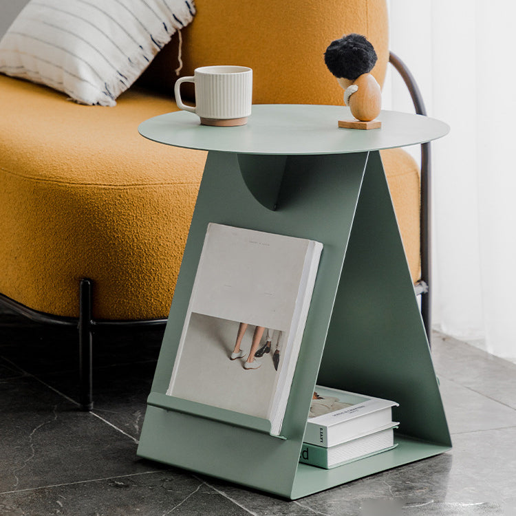 Mid-Century Abstract End Table Metal Round Side End Table for Living Room