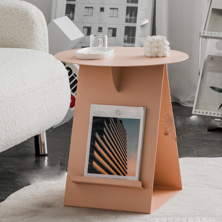 Mid-Century Abstract End Table Metal Round Side End Table for Living Room