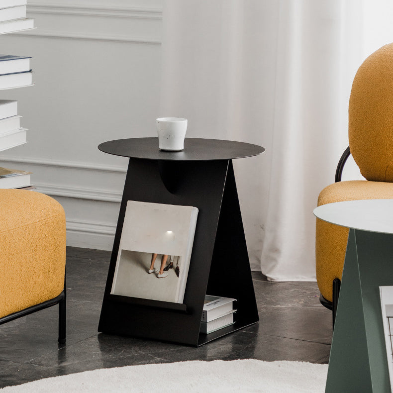 Mid-Century Abstract End Table Metal Round Side End Table for Living Room