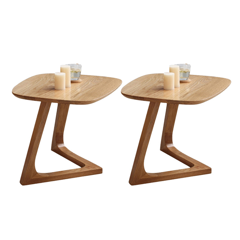 Solid Wood Top Side Table 17.12" Tall Abstract Base End Table