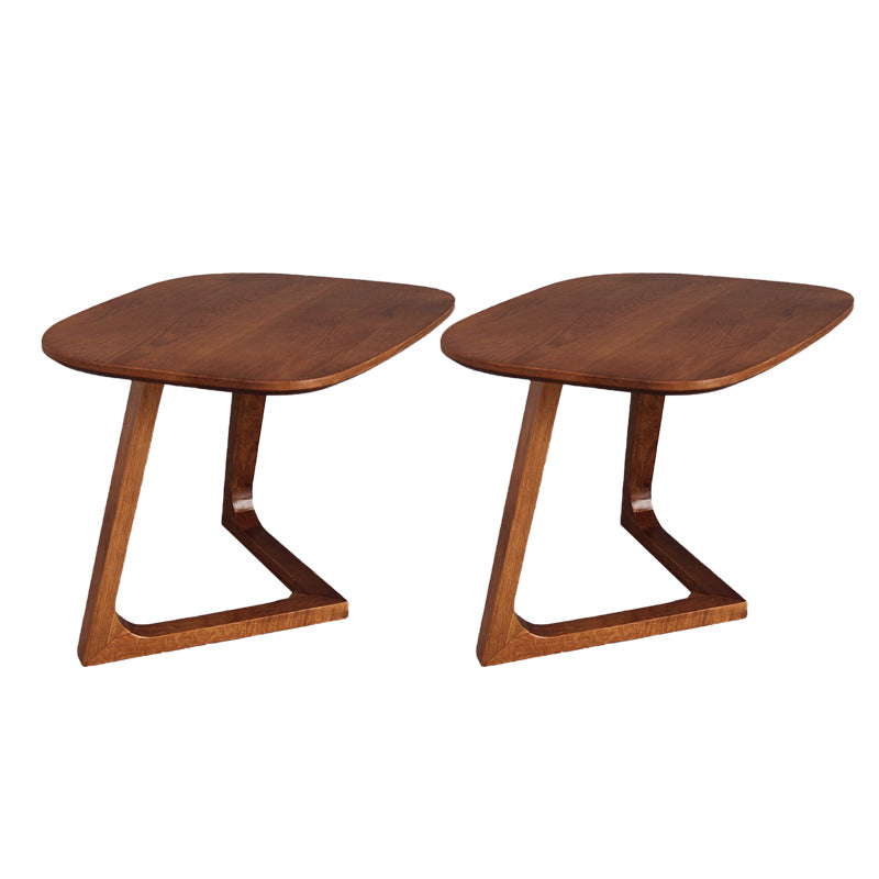 Solid Wood Top Side Table 17.12" Tall Abstract Base End Table