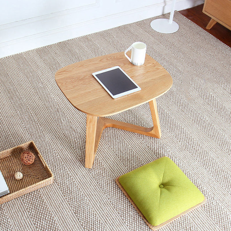 Solid Wood Top Side Table 17.12" Tall Abstract Base End Table