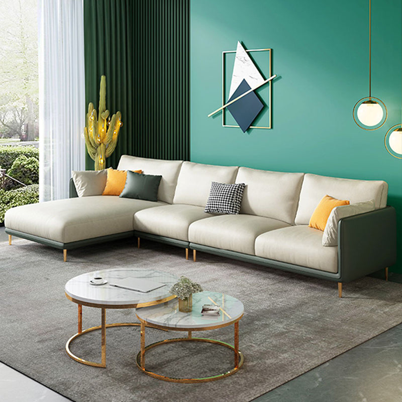 66" Wide Glam Sectional Sofa Leather L-Shape Stain-Resistant Sectionals