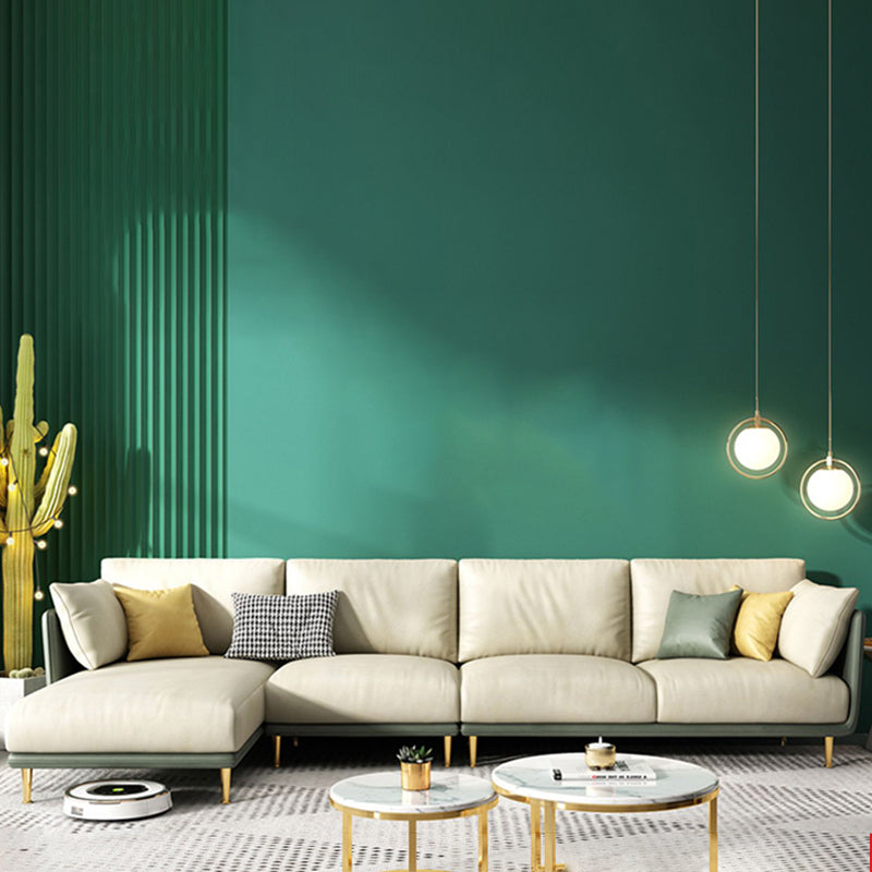 66" Wide Glam Sectional Sofa Leather L-Shape Stain-Resistant Sectionals