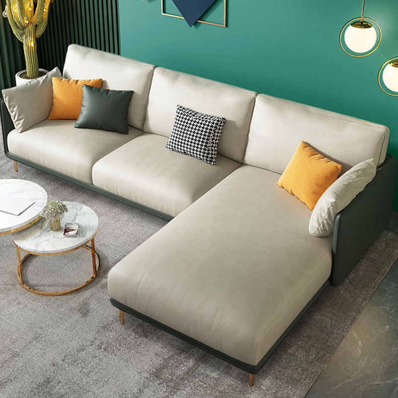 66" Wide Glam Sectional Sofa Leather L-Shape Stain-Resistant Sectionals