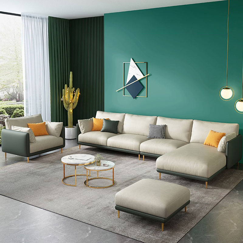 66" Wide Glam Sectional Sofa Leather L-Shape Stain-Resistant Sectionals