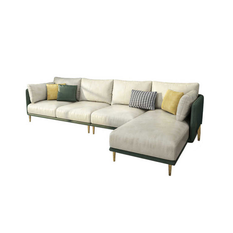 66" Wide Glam Sectional Sofa Leather L-Shape Stain-Resistant Sectionals