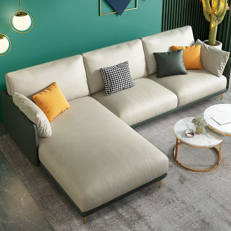 66" Wide Glam Sectional Sofa Leather L-Shape Stain-Resistant Sectionals