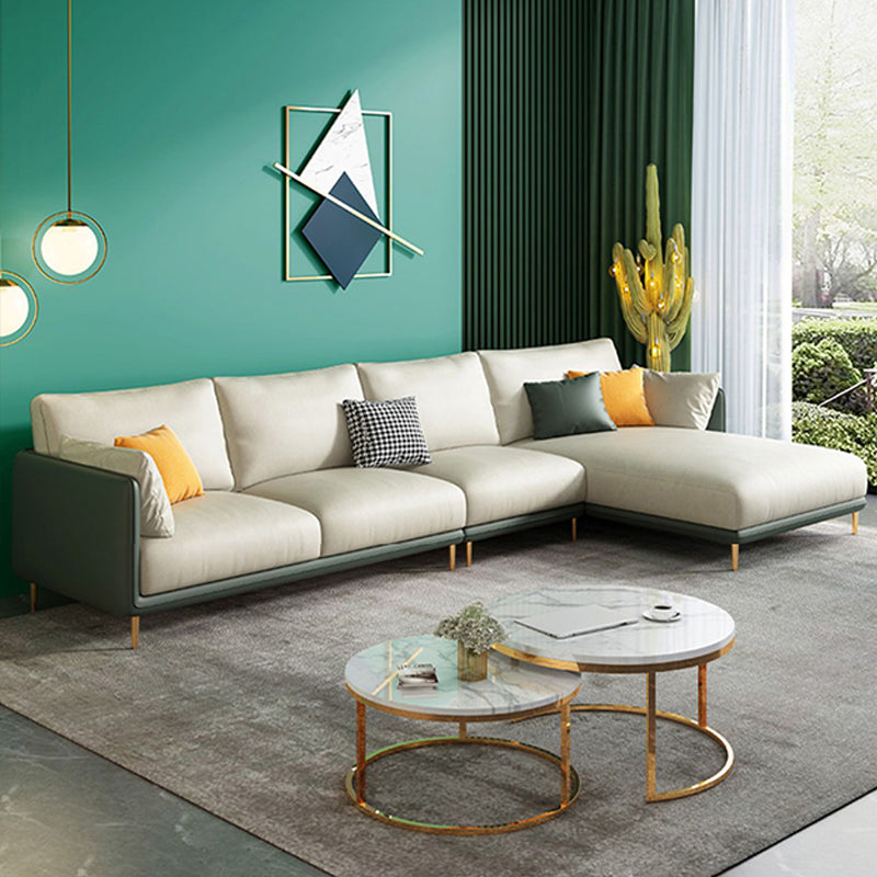 66" Wide Glam Sectional Sofa Leather L-Shape Stain-Resistant Sectionals