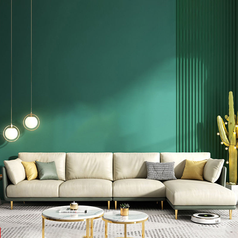 66" Wide Glam Sectional Sofa Leather L-Shape Stain-Resistant Sectionals