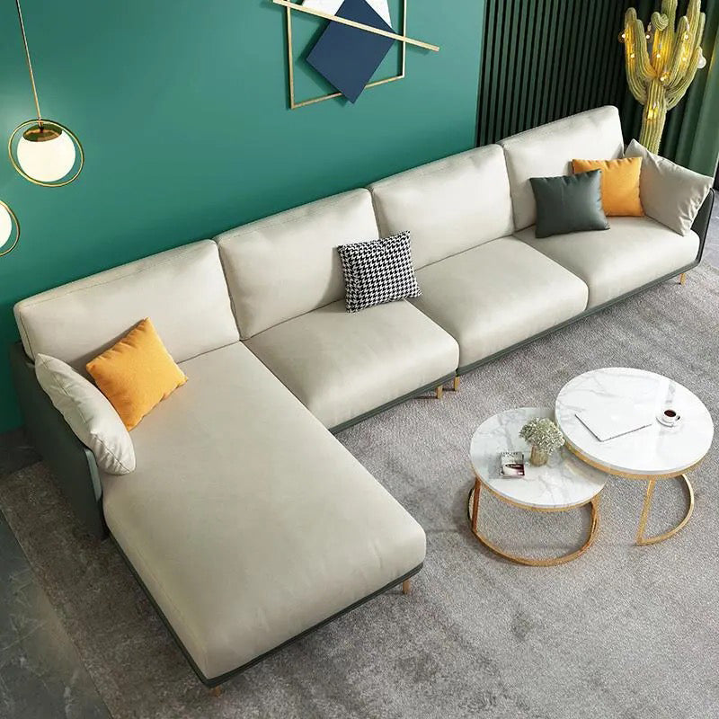 66" Wide Glam Sectional Sofa Leather L-Shape Stain-Resistant Sectionals