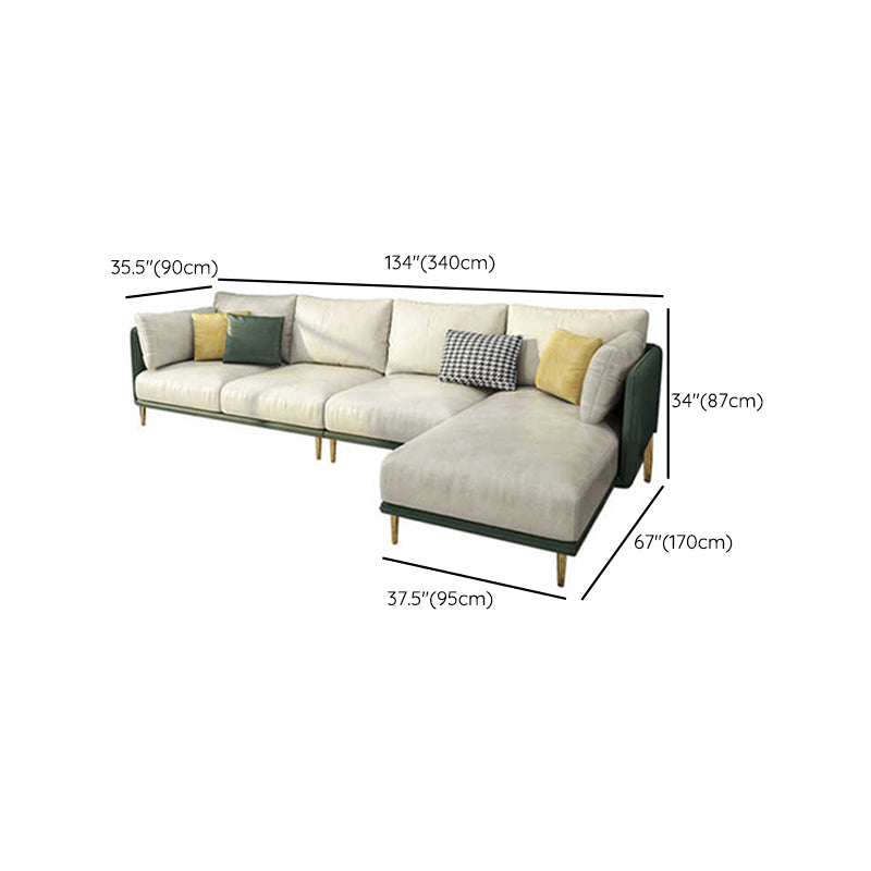 66" Wide Glam Sectional Sofa Leather L-Shape Stain-Resistant Sectionals