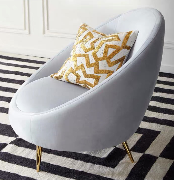 Basic Four Leg Balloon Chair Living Room Chair with Gold Tone Legs
