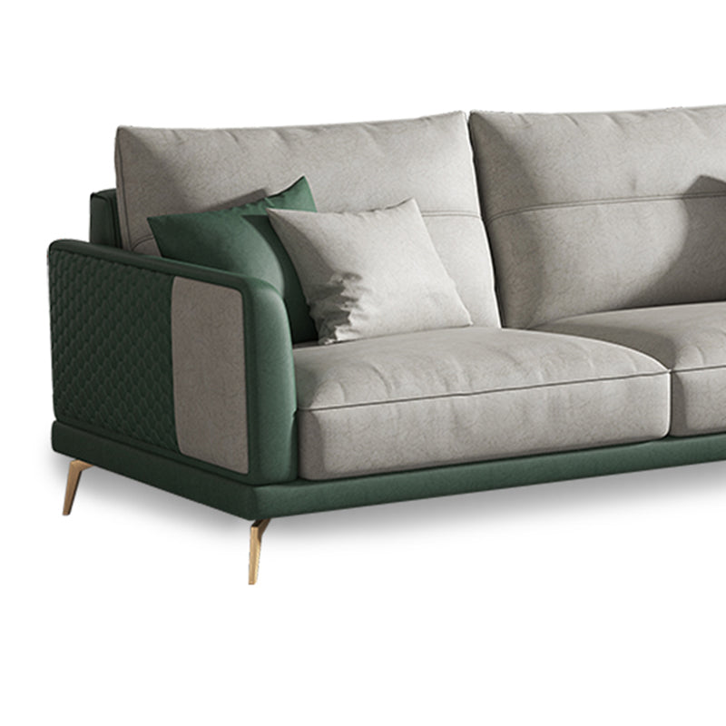 68" Wide Glam Sectional Sofa Leather L-Shape Cushion Back Sectionals