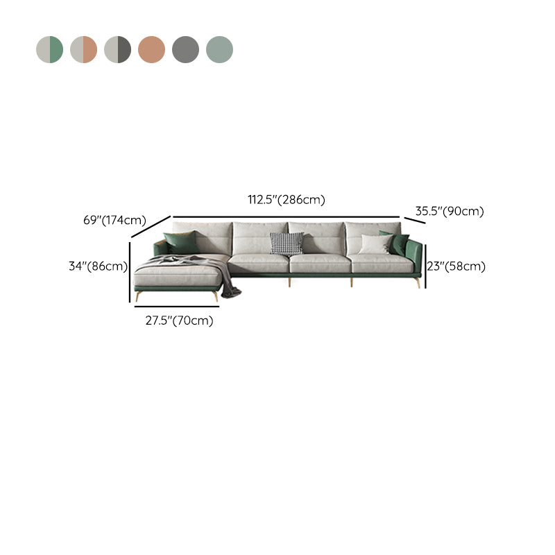 68" Wide Glam Sectional Sofa Leather L-Shape Cushion Back Sectionals