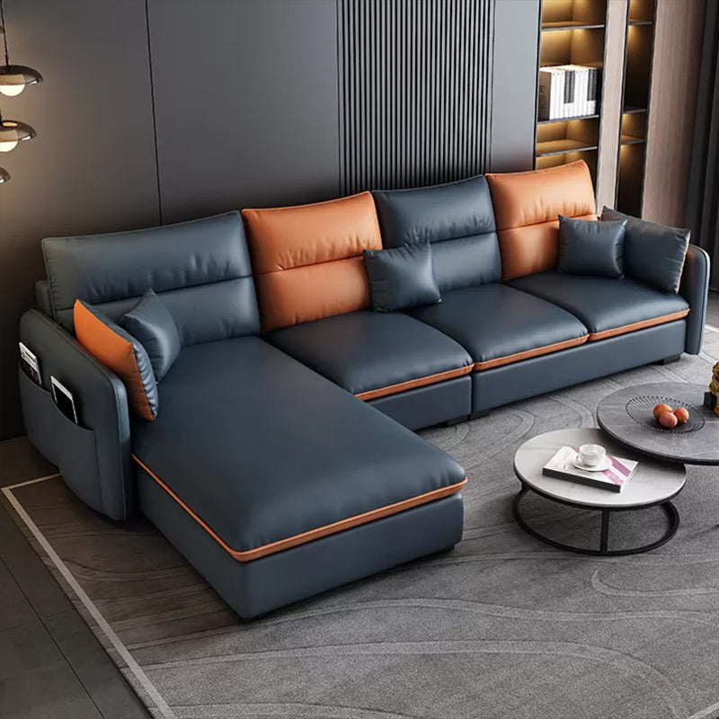 66" Wide Contemporary Sectional Sofa Leather L-Shape Sectionals