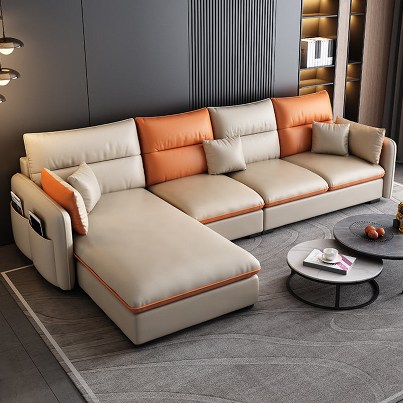 66" Wide Contemporary Sectional Sofa Leather L-Shape Sectionals