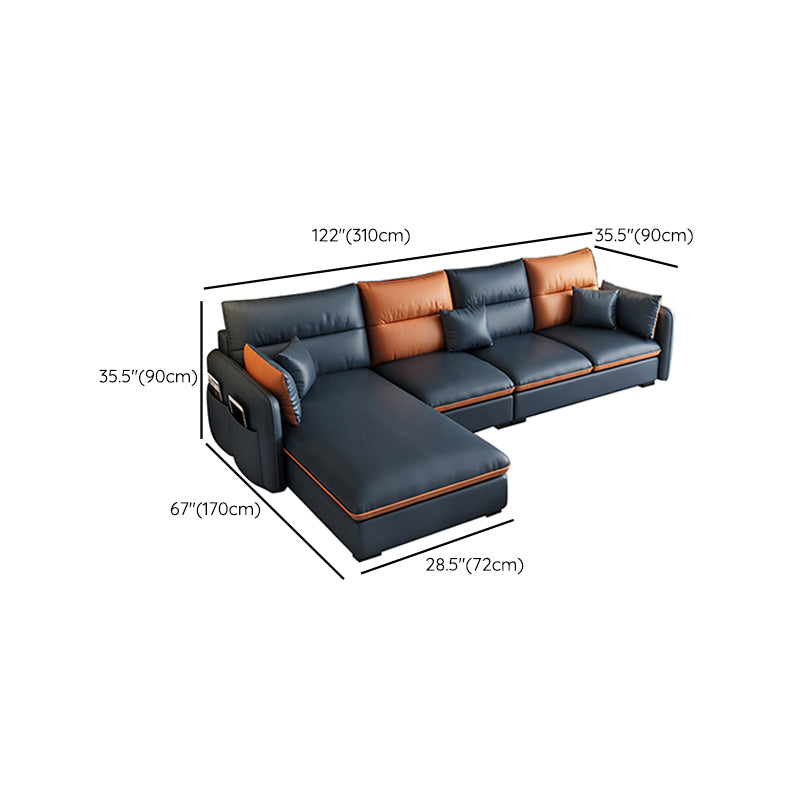 66" Wide Contemporary Sectional Sofa Leather L-Shape Sectionals