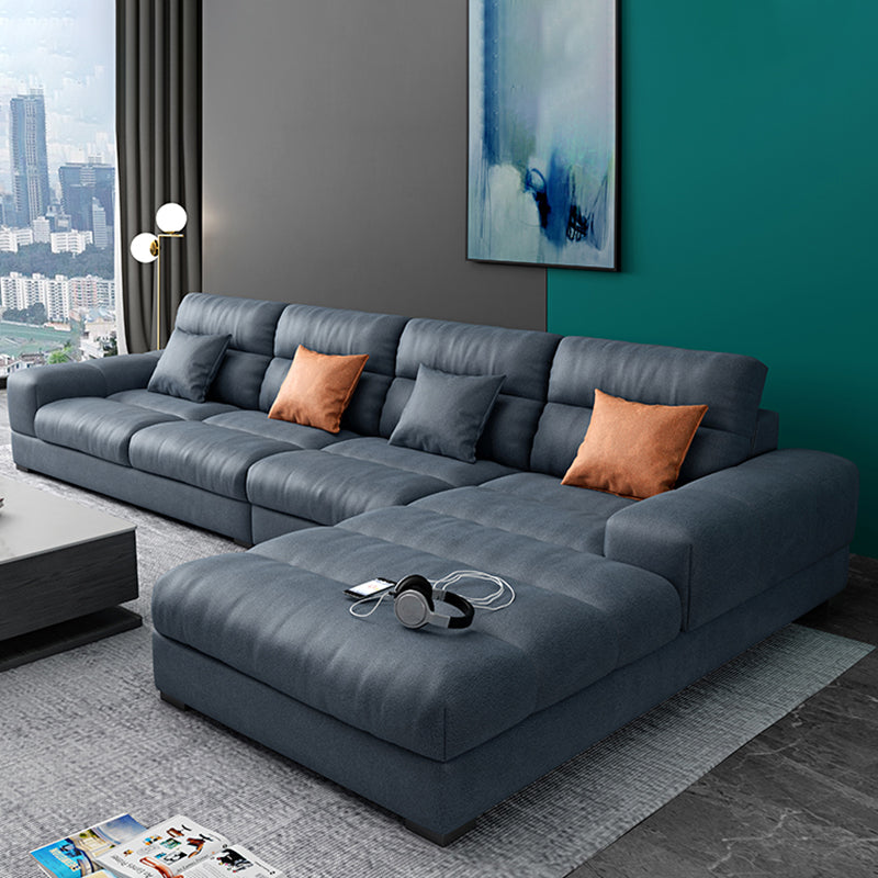 71" Wide Modern Sectional Sofa Leather Sectionals with Bostol Pillows