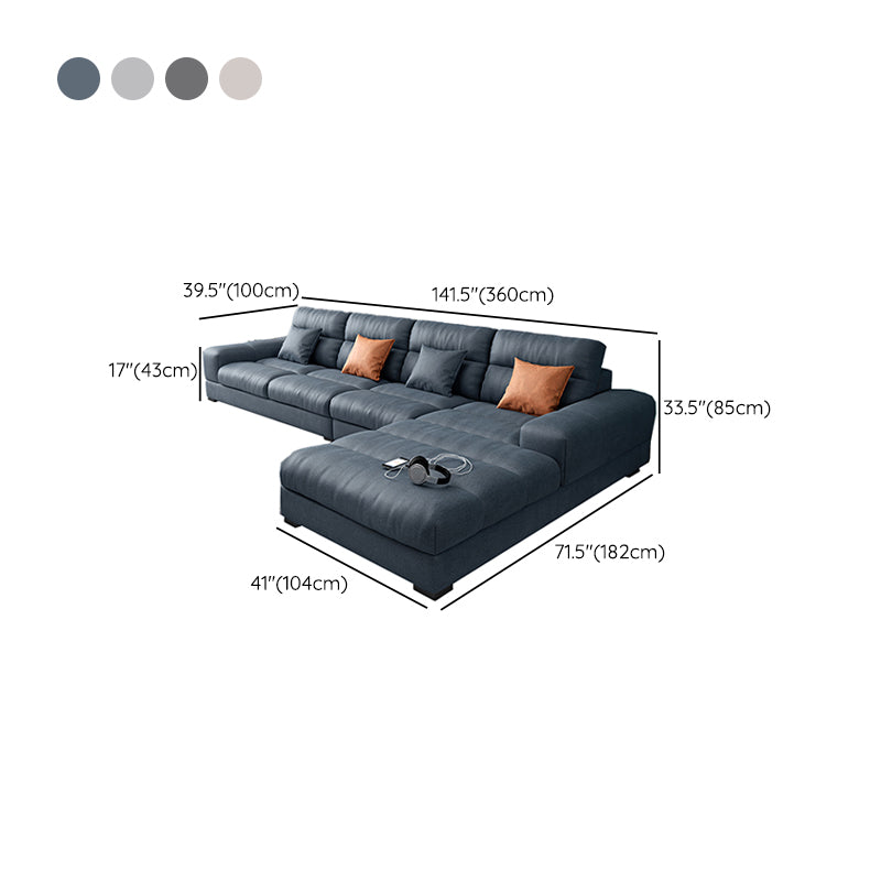 71" Wide Modern Sectional Sofa Leather Sectionals with Bostol Pillows