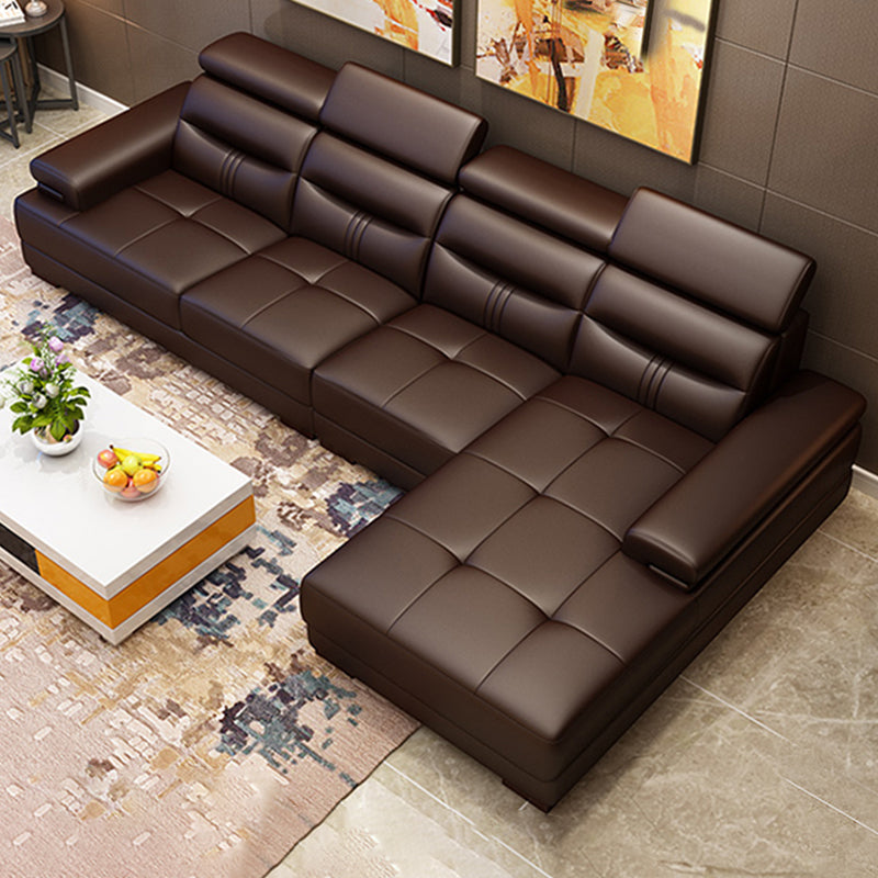 Contemporary Sectional Sofa Tufted Genuine Leather Sectionals