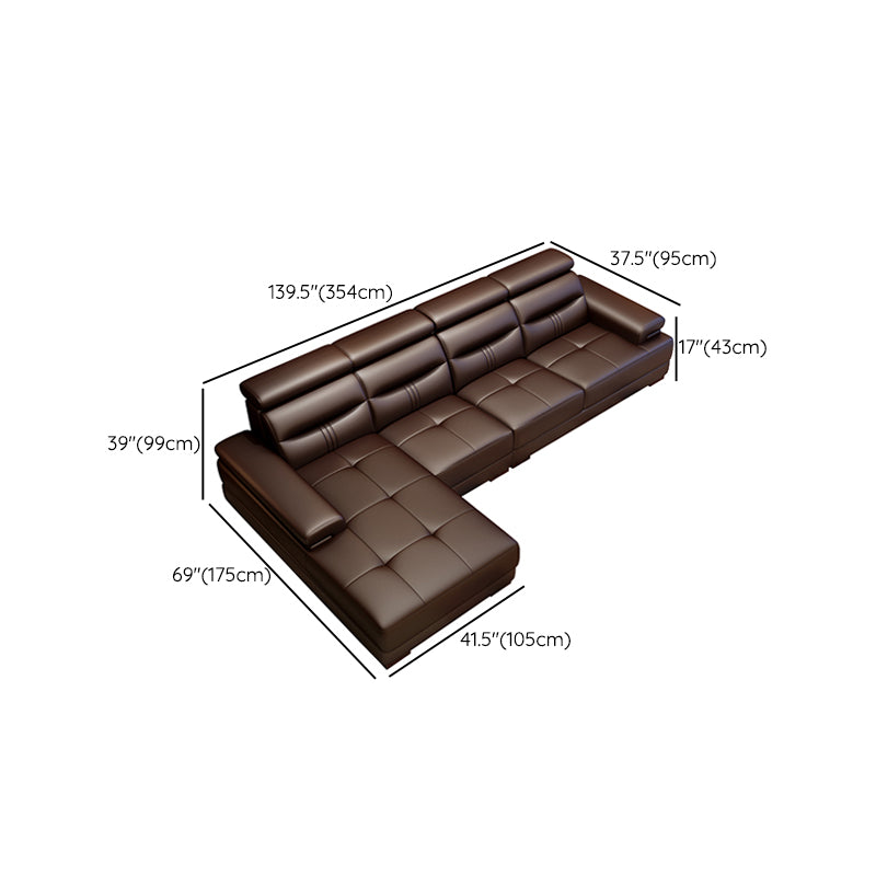 Contemporary Sectional Sofa Tufted Genuine Leather Sectionals