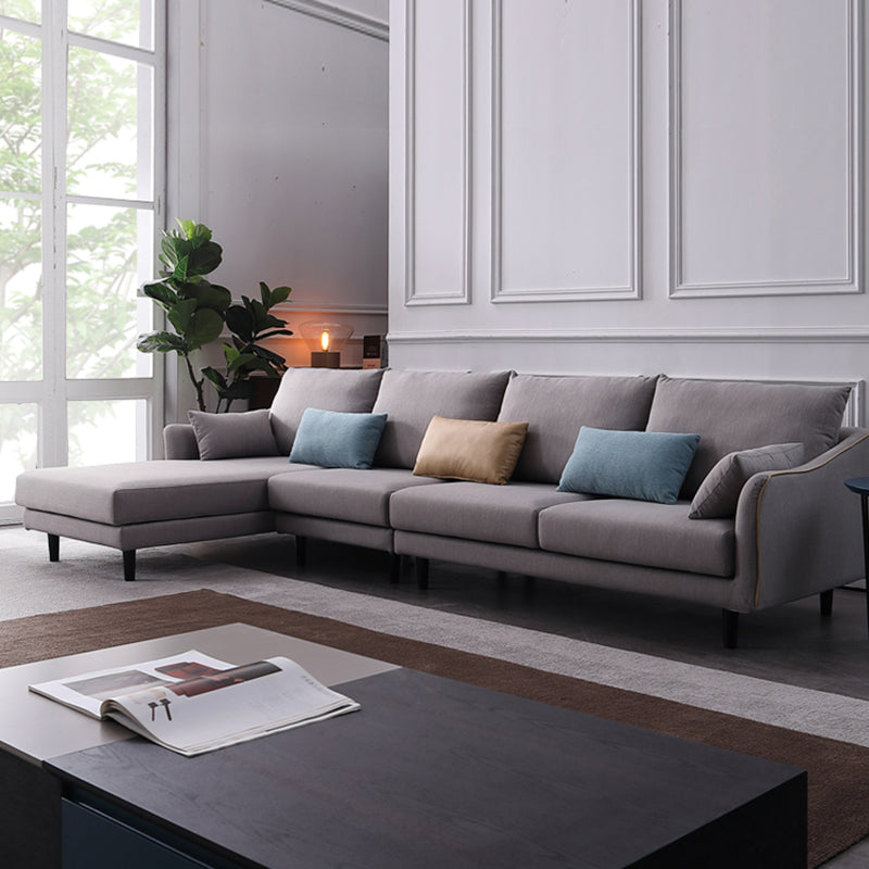 64" Wide Scandinavian Sectional Sofa Cushion Back Grey Sectionals