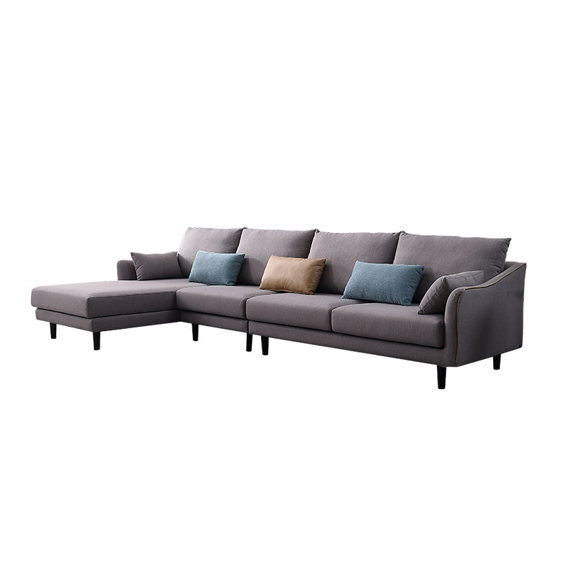64" Wide Scandinavian Sectional Sofa Cushion Back Grey Sectionals