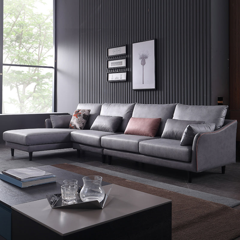 64" Wide Scandinavian Sectional Sofa Cushion Back Grey Sectionals