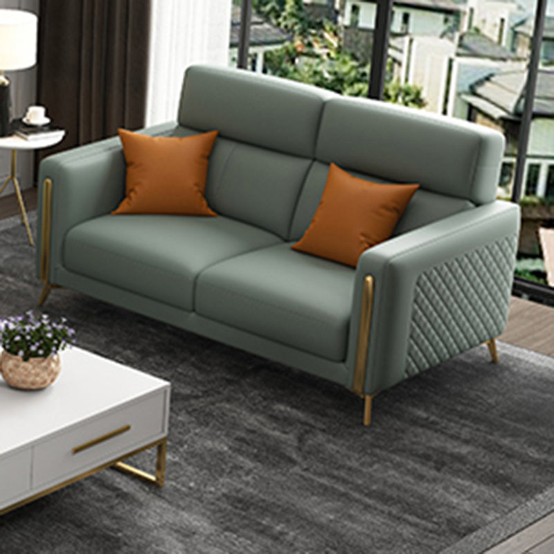 Glam Stationary Sectional Sofa Cushion Back Leather Living Room Set