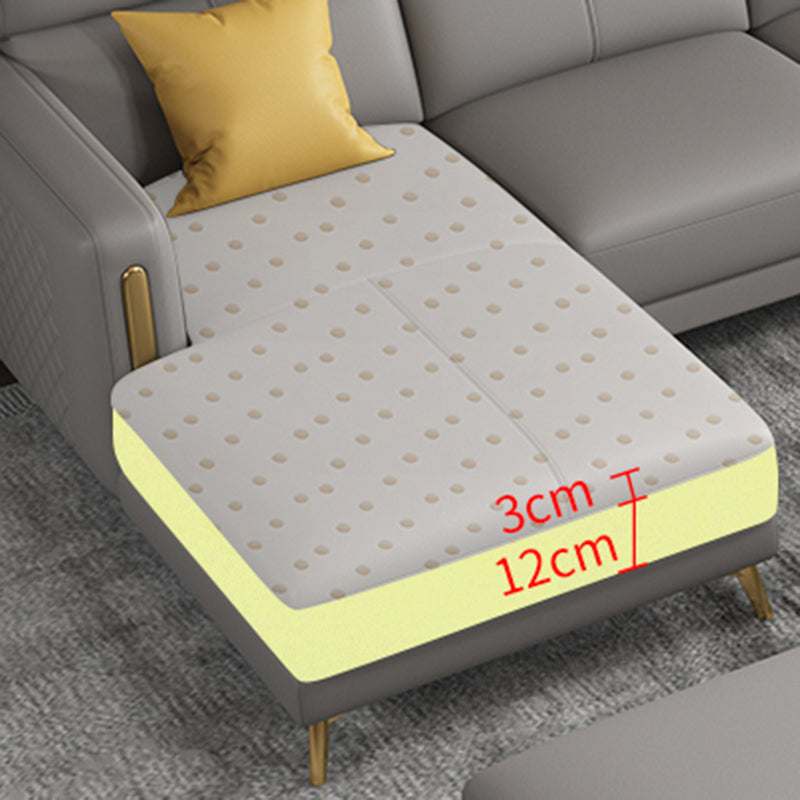 Glam Stationary Sectional Sofa Cushion Back Leather Living Room Set