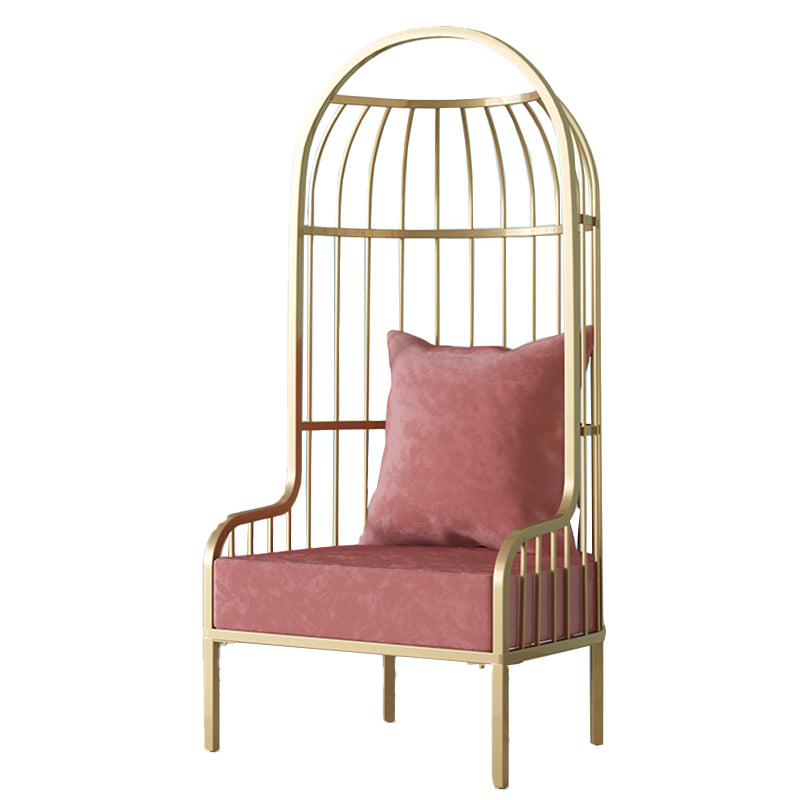 Fixed Back Lounge Chair Pillow Back Fabric Seat Chair with Gold Tone Legs
