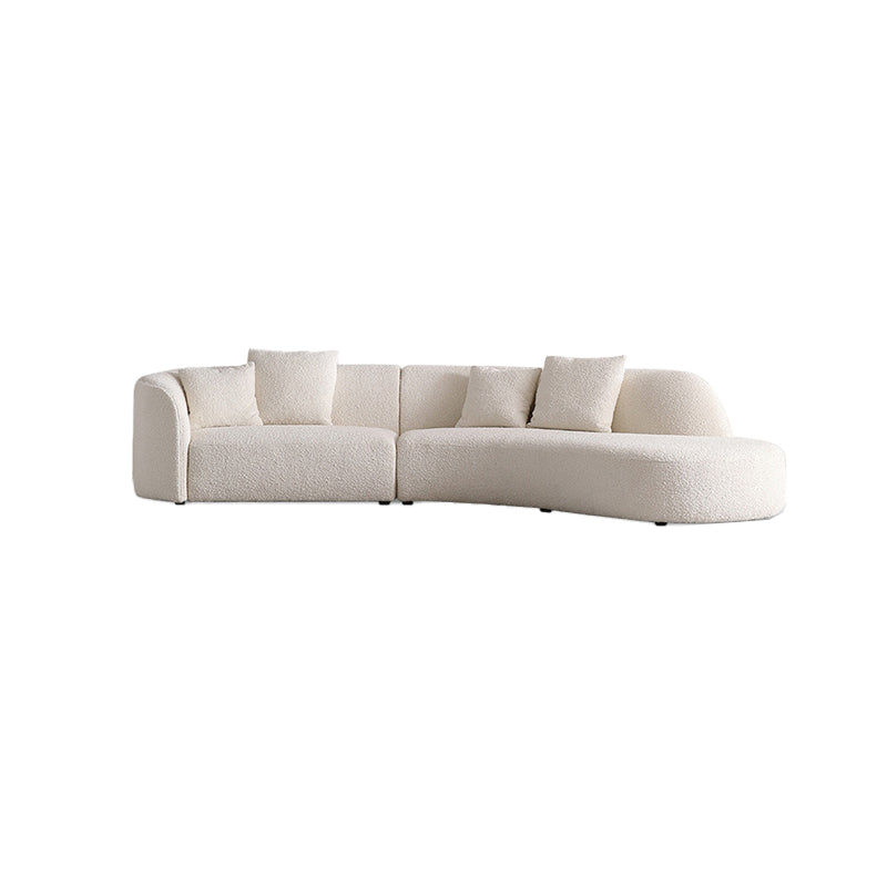 Beige Fabric Sectional Sofa Sloped Arm Sectional with Pillows