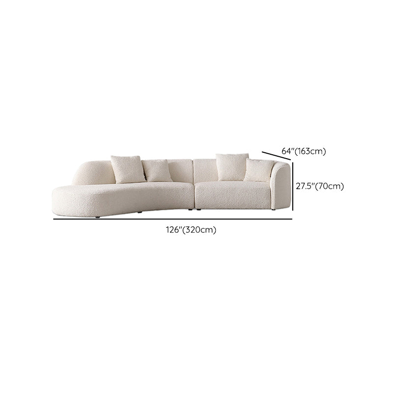 Beige Fabric Sectional Sofa Sloped Arm Sectional with Pillows