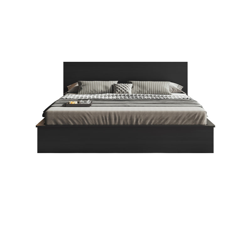 Black Wood Panel Bed Lift Up Storage Standard Bed with Headboard