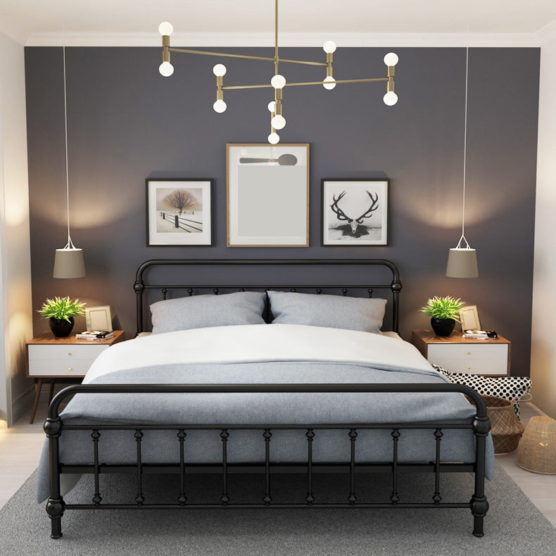 Solid Color Metal Slat Bed Rectangular Open-Frame Bed With Custom Gold Legs
