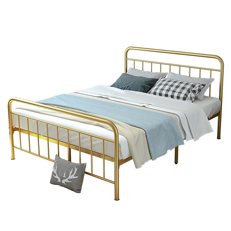 Metal Slat Bed Solid Color Open-Frame Bed With Custom Gold Legs